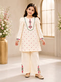 Girl wearing Goodoo ivory embroidered 2-piece suit