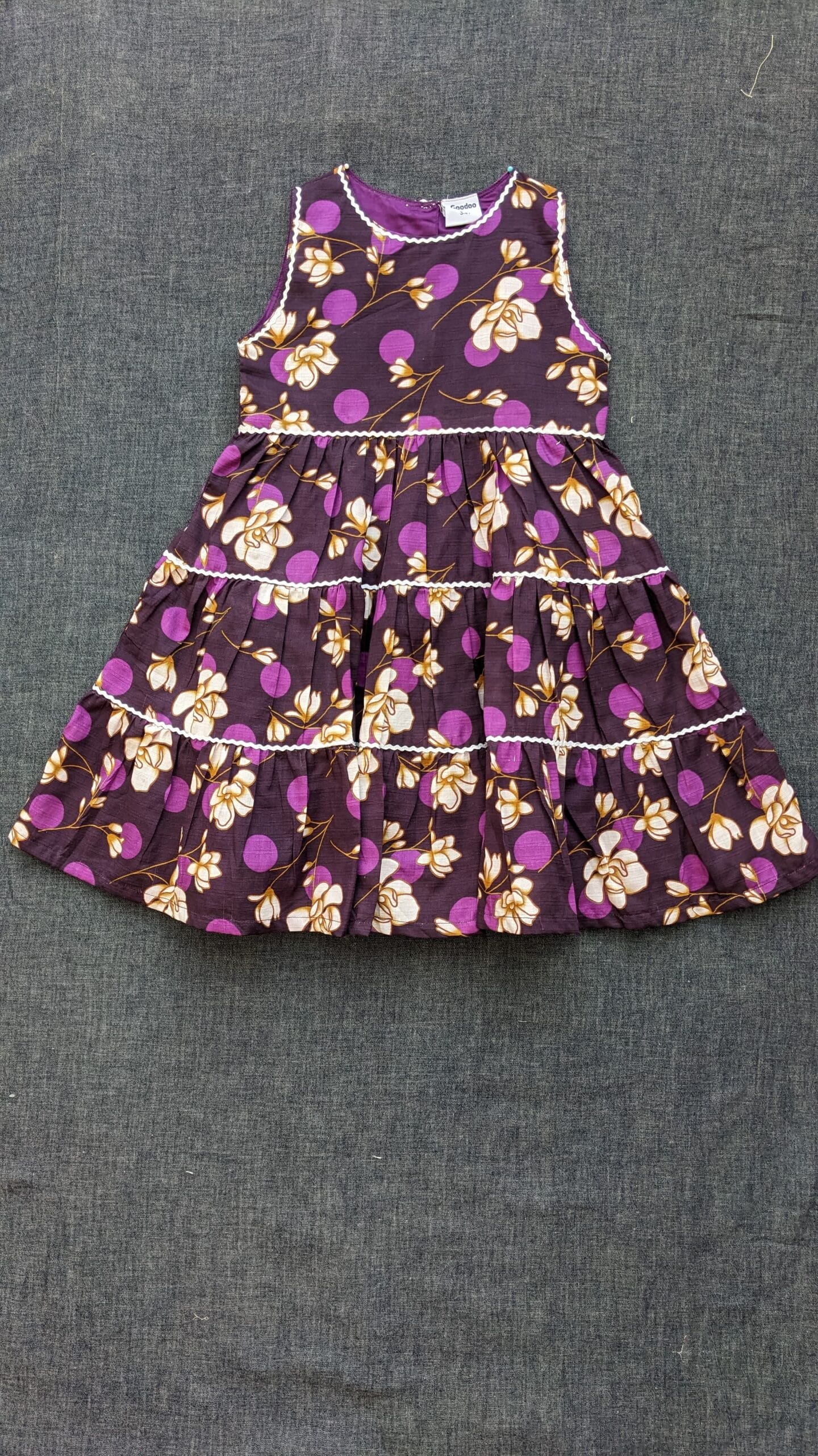 Girls Tiered Floral Purple Frock by Goodoo